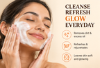 Woman lathering Vadora Sea Buckthorn Face Wash on her face